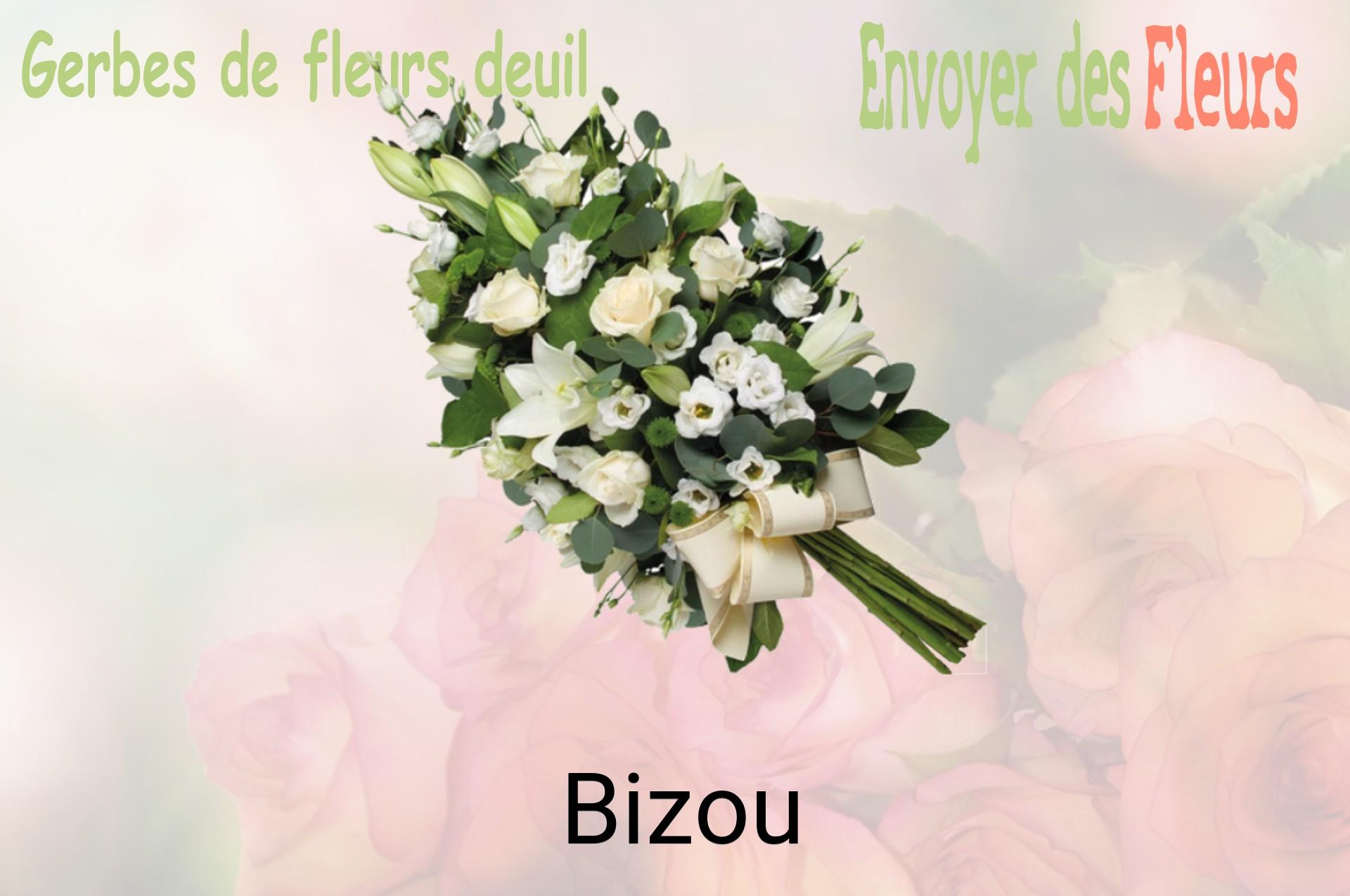 Gerbe de fleurs de deuil livrée à Bizou